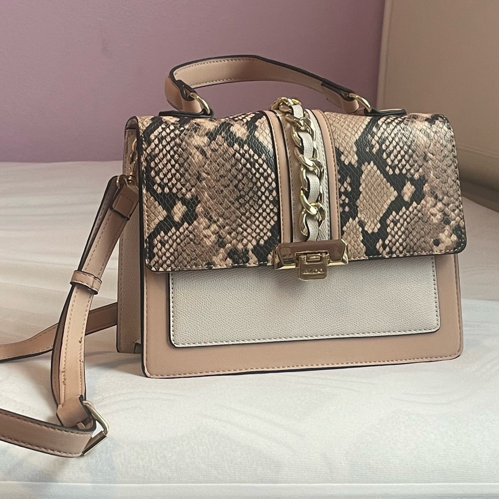ALDO Beige and Pink Handbag satchel with Shoulder Strap